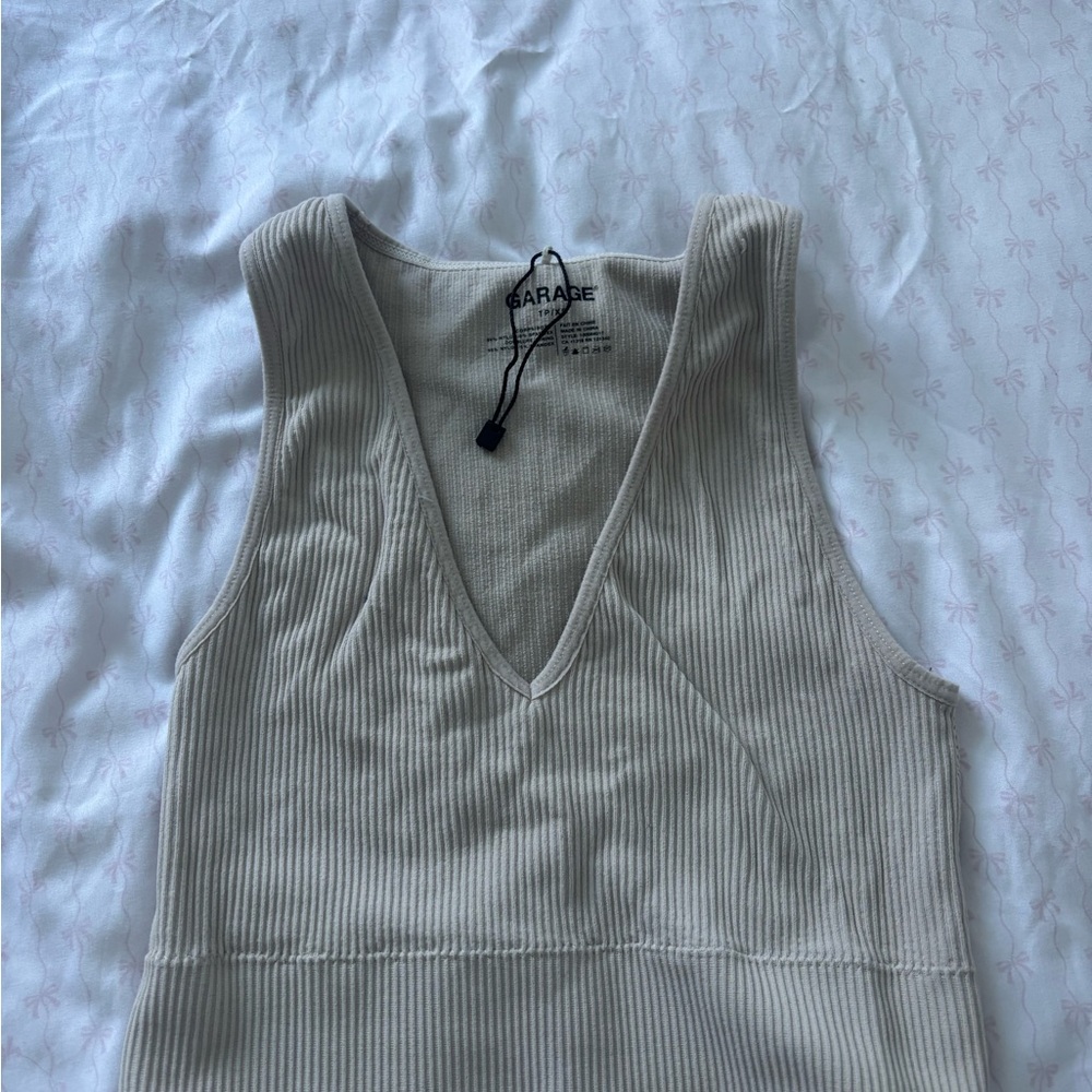Garage Women's Cream Ribbed Tank Top